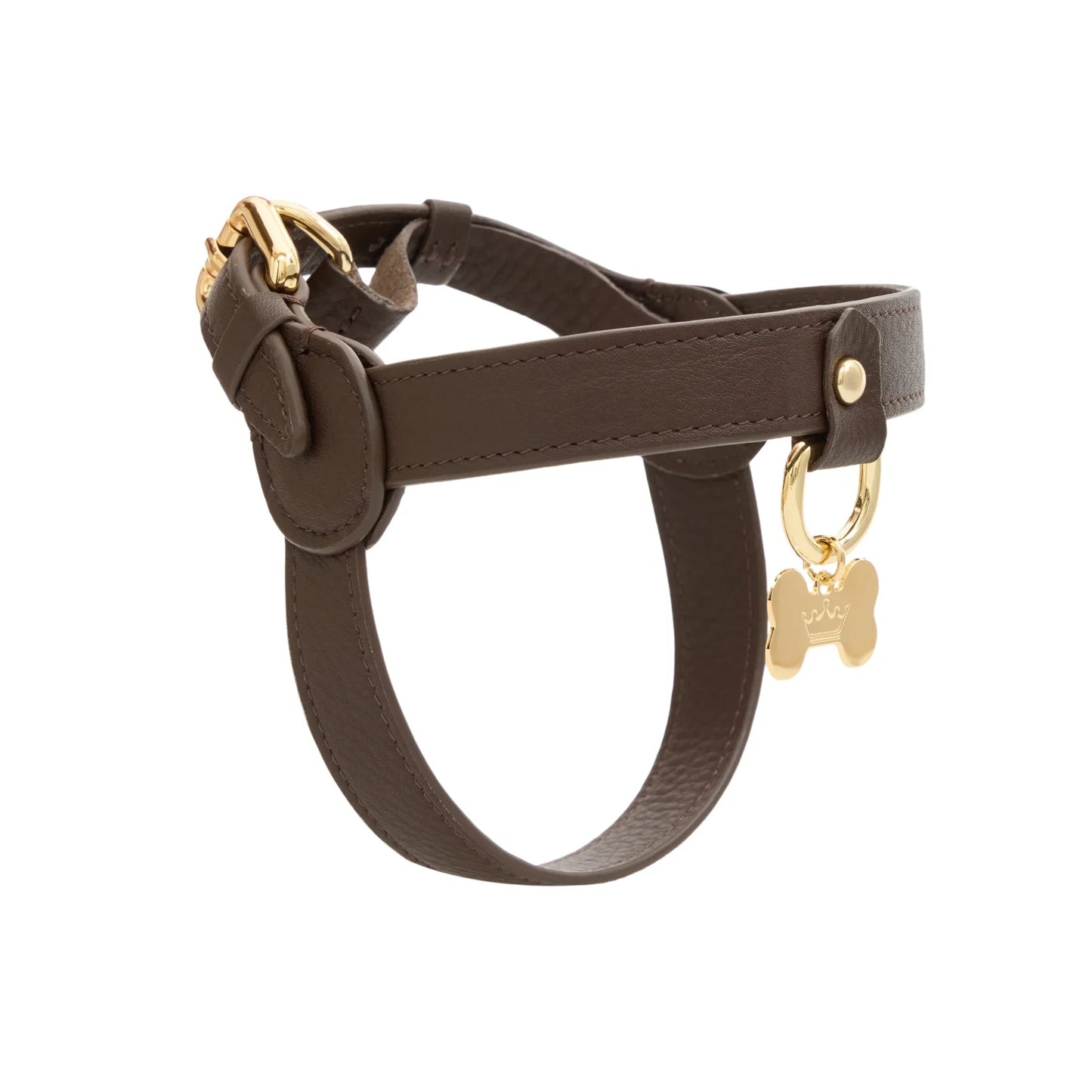 Maltipoo World Classic Leather Harness, Truffle Gold