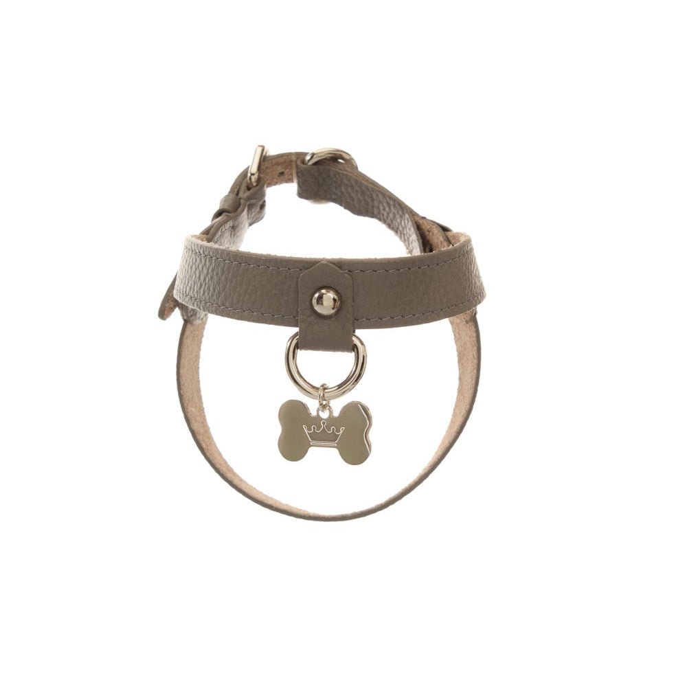 Maltipoo World Classic Leather Harness, Grey
