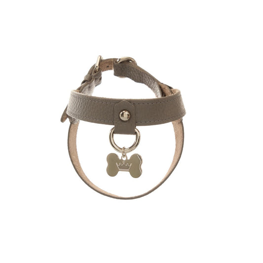Maltipoo World Classic Leather Harness, Grey