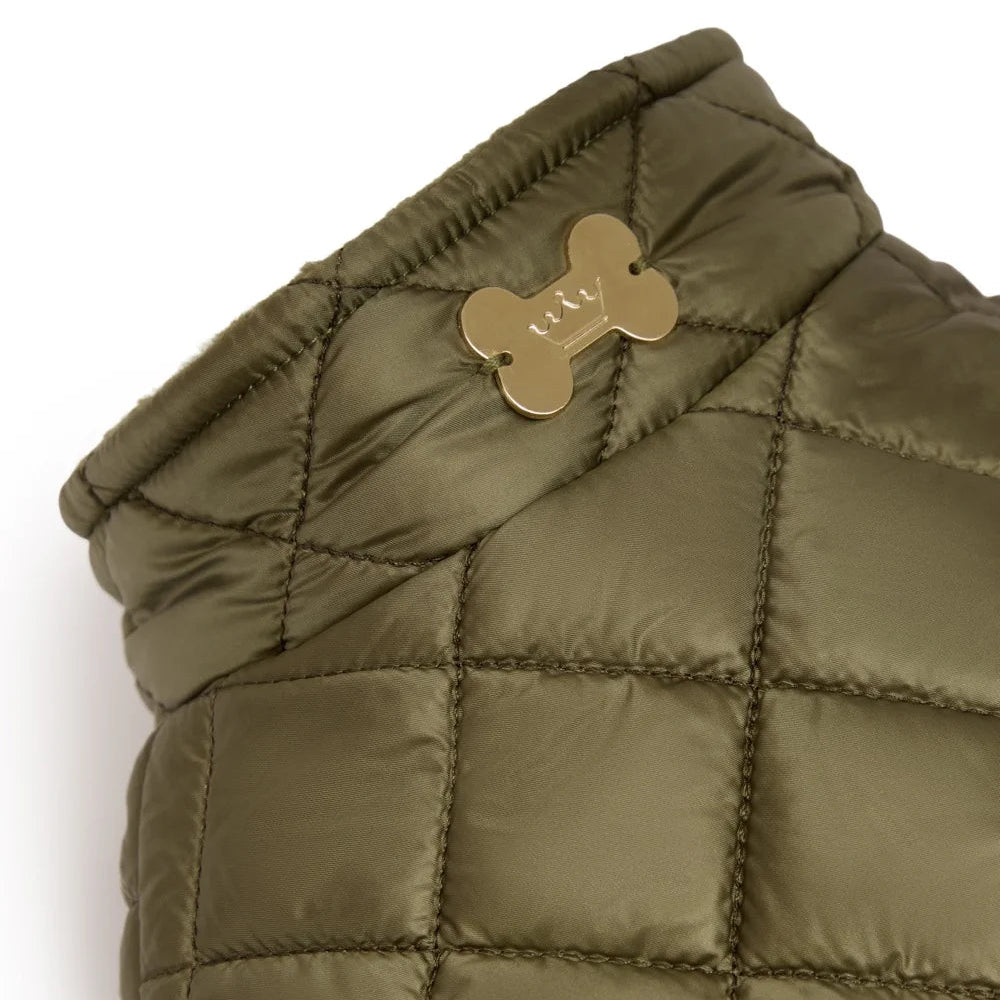 Maltipoo World Quilted Fleece Vest, Khaki