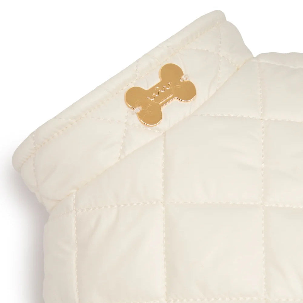 Maltipoo World Quilted Fleece Vest, Vanilla