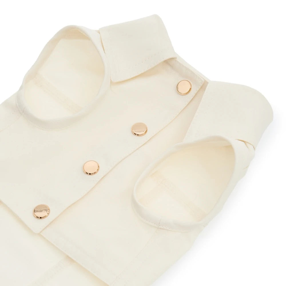 Maltipoo World Cotton Snap-Button Vest «Rest Weather Edition», Ivory