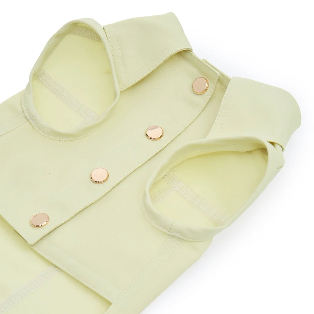 Maltipoo World Cotton Snap-Button Vest «Rest Weather Edition», Lemon Cream
