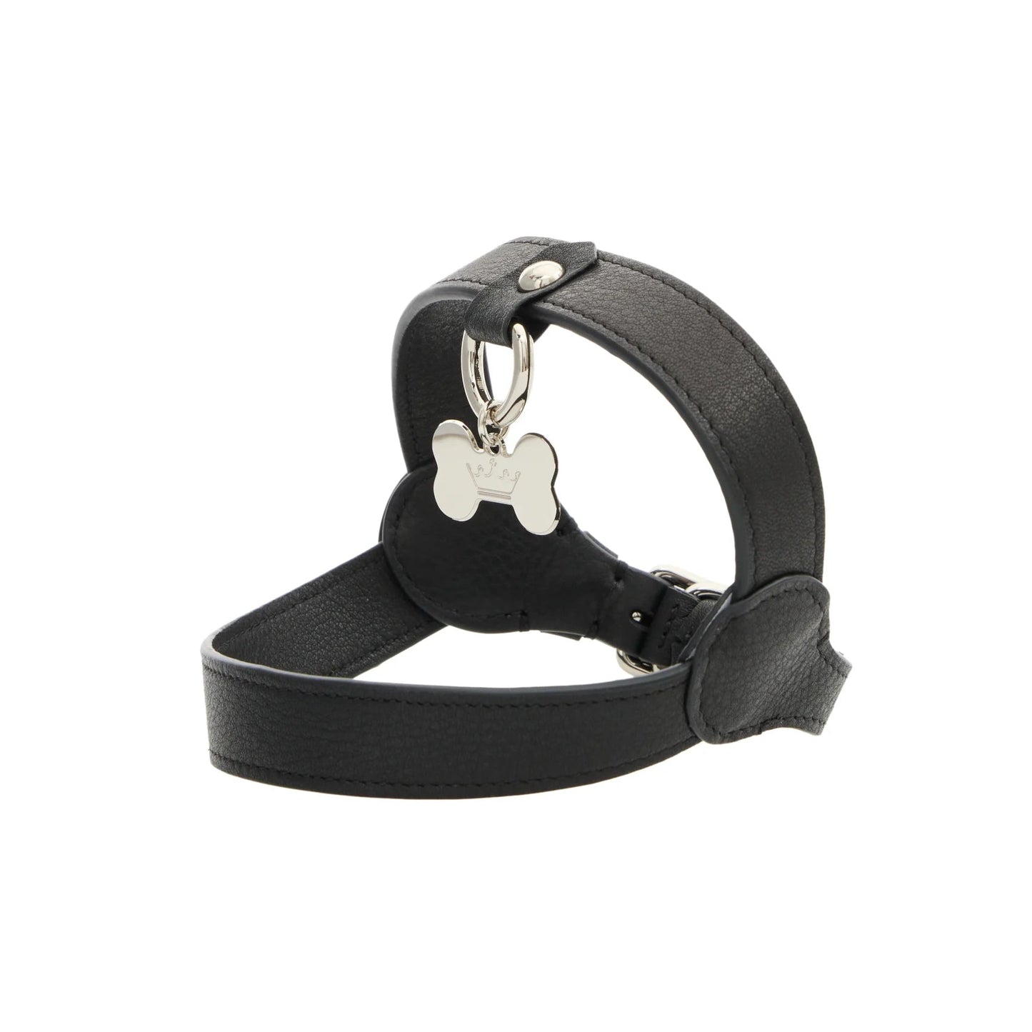 Maltipoo World Classic Leather Harness, Noir Silver
