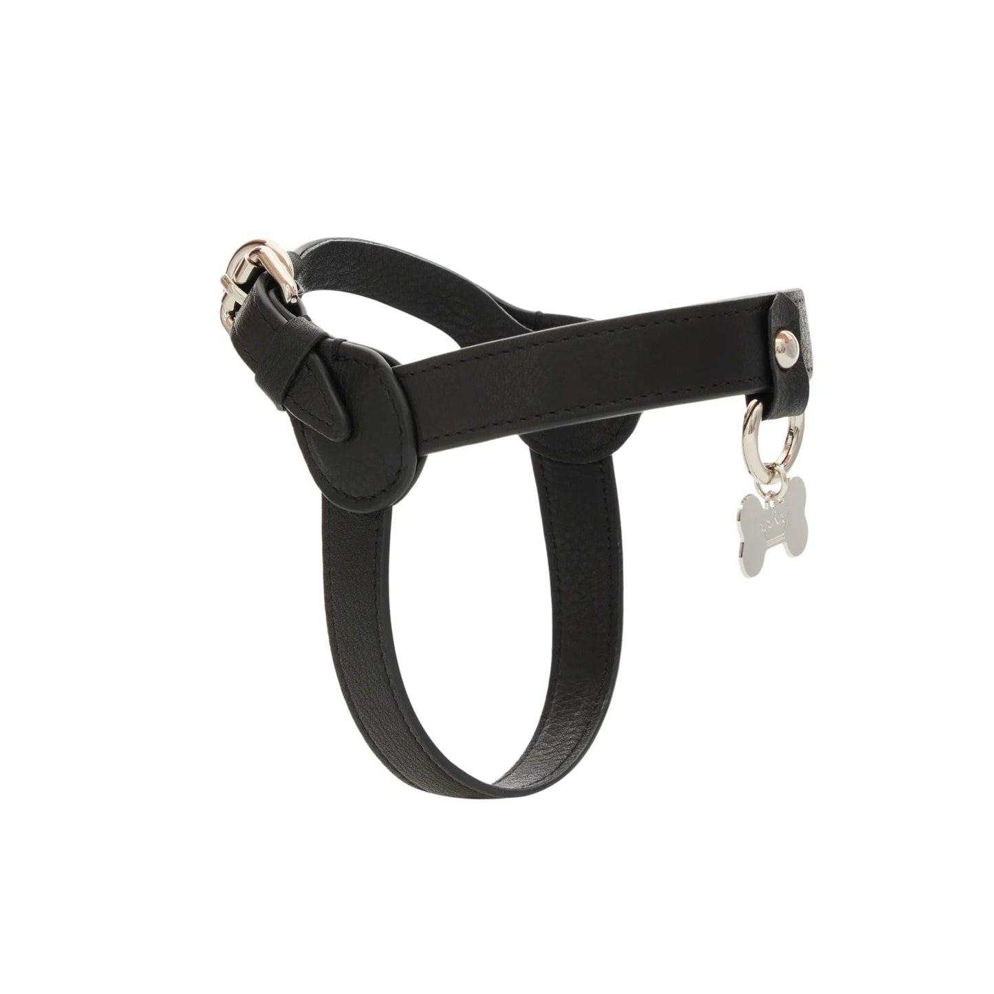 Maltipoo World Classic Leather Harness, Noir Silver