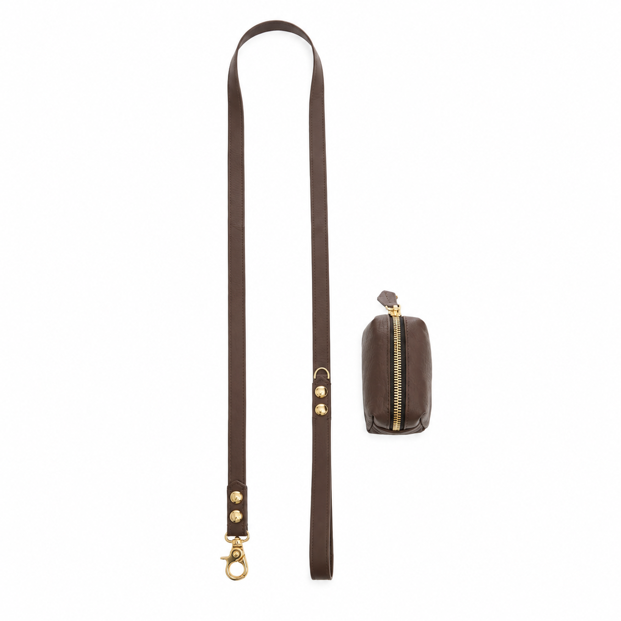 Maltipoo World Leather Leash + Small Bag, Truffle Gold