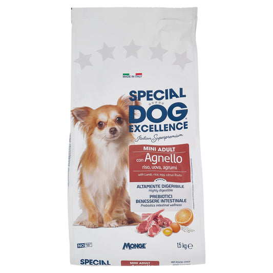 Monge Mini Breed Adult With Lamb, Rice, Egg & Citrus Fruits For Skin, Coat & Digestive Support, 1.5 kg