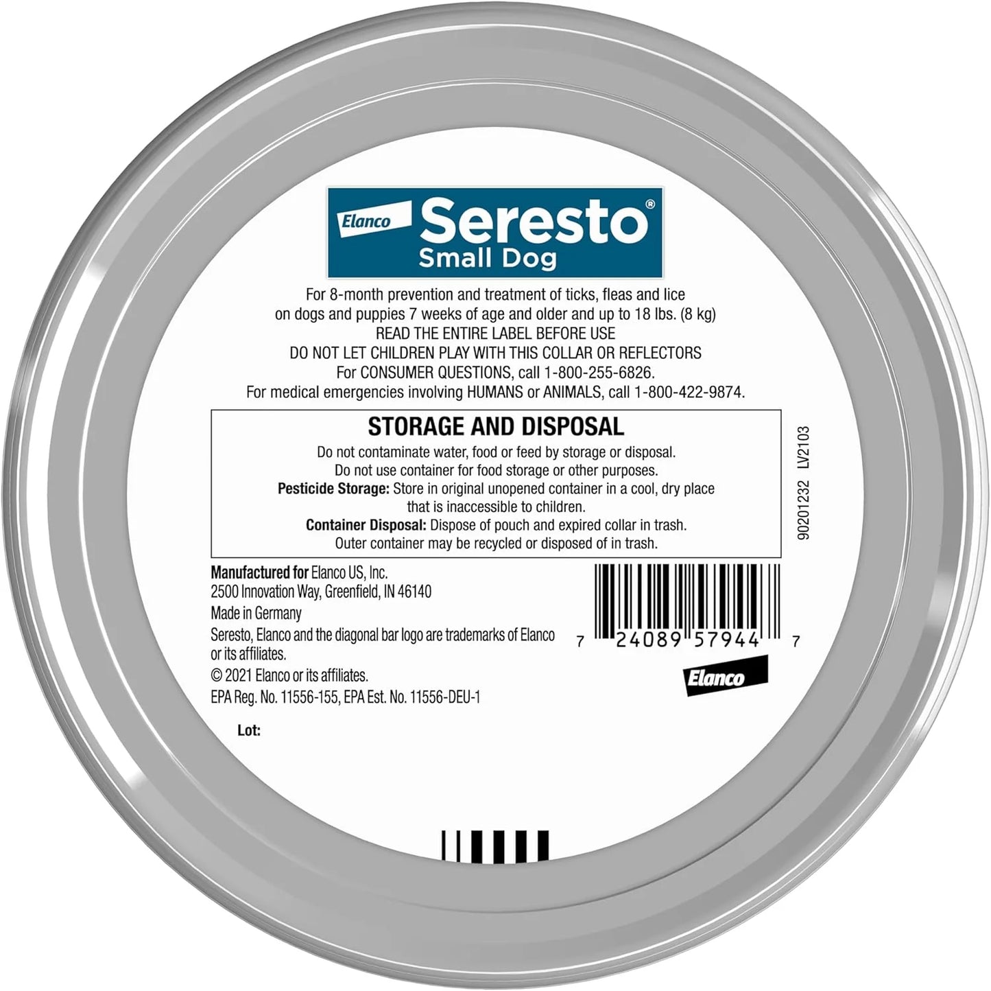 Seresto Small Flea & Tick Treatment & Prevention Collar for Dogs Under 8 kg