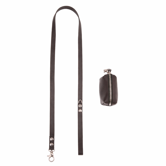 Maltipoo World Leather Leash + Small Bag, Old Money Collection