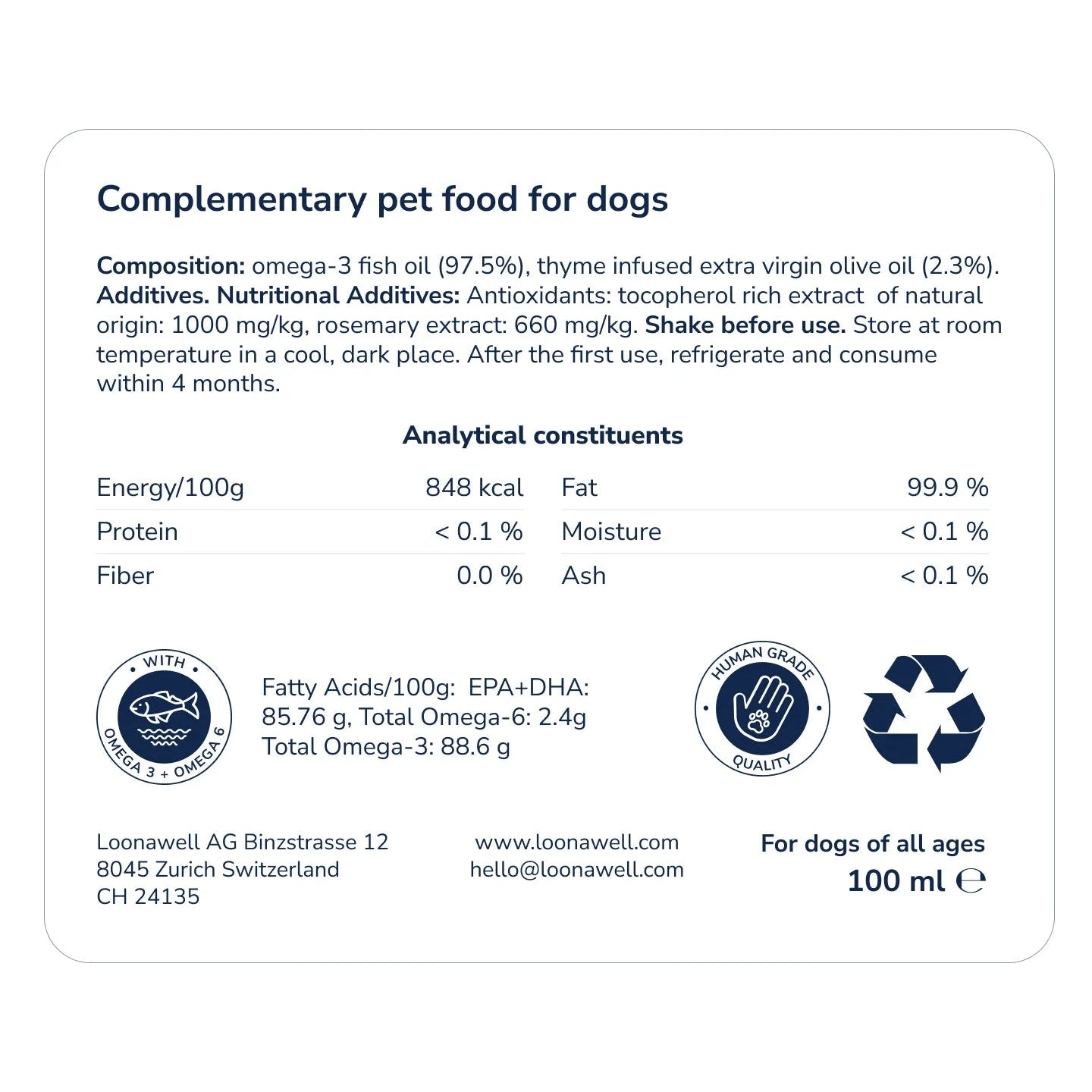Loonawell MegaLoona, Dog Supplement, 100 ml