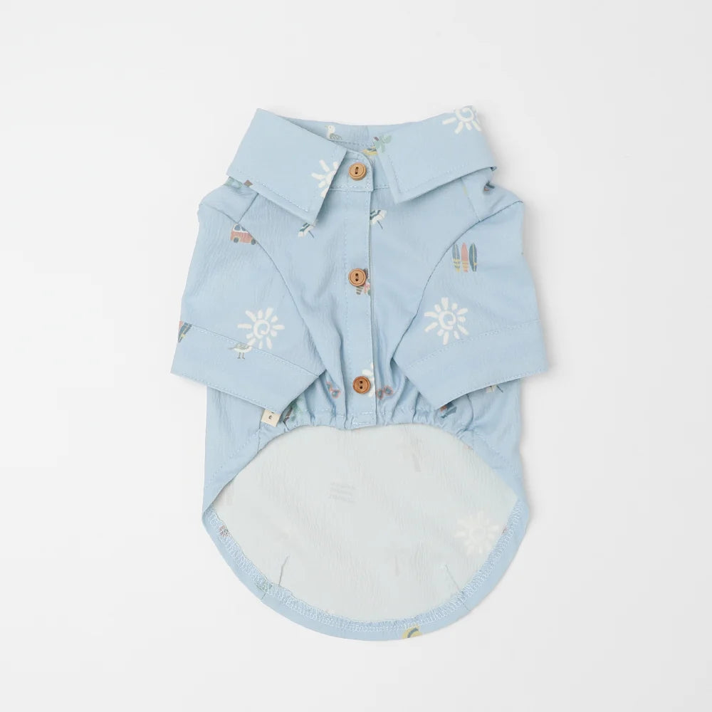 Moncheri Cooling Insect-Repellent Aloha Shirt, Blue