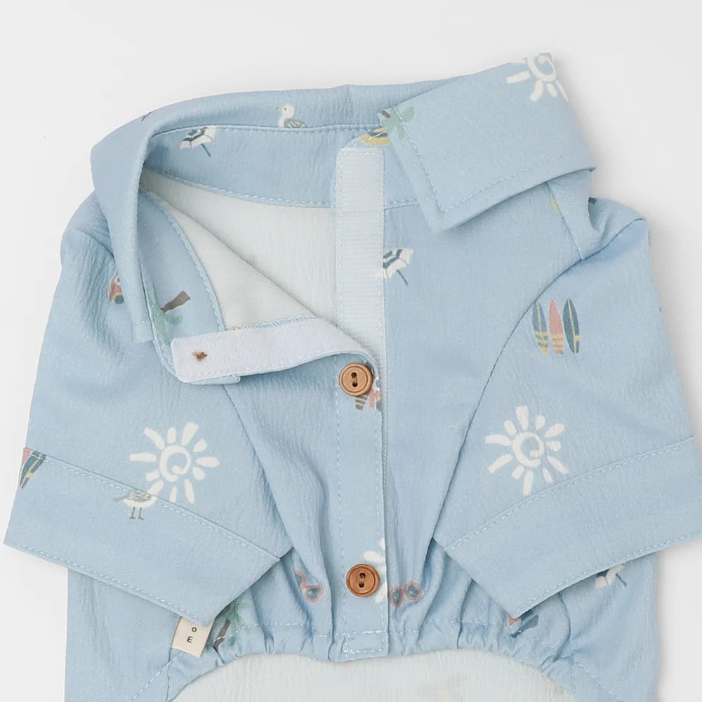 Moncheri Cooling Insect-Repellent Aloha Shirt, Blue