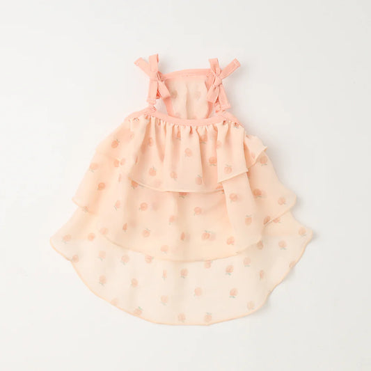 Moncheri Cool Peach Pattern Ruffled Camisole Dress, Pink