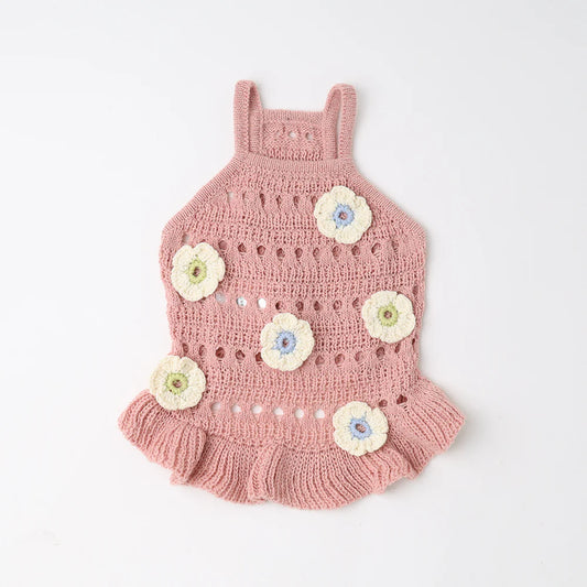 Moncheri Flower Motif Summer Knit Dress, Pink