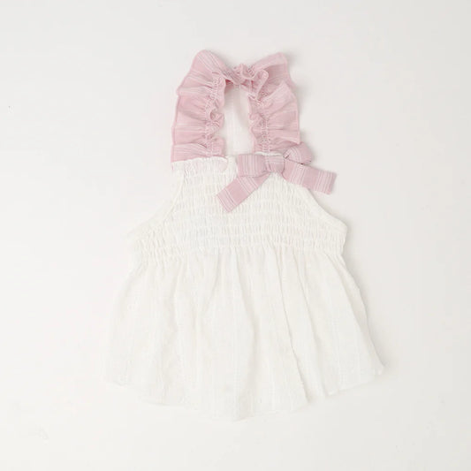 Moncheri Cool Striped Dot Dress, White