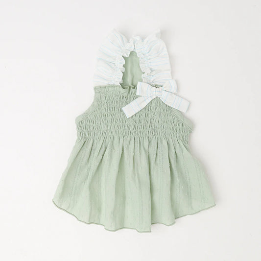Moncheri Cool Striped Dot Dress, Green