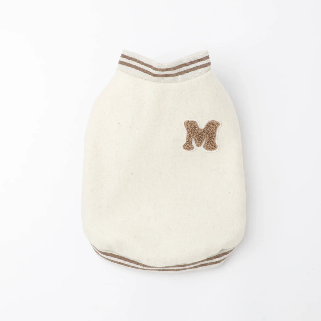 Moncheri Stadium Jacket with Patch, Beige