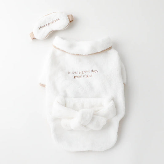 Moncheri Bathrobe + Eye Mask Set, White