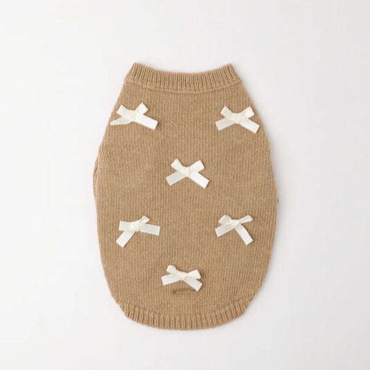 Moncheri Ribbon Motif Knit, Beige