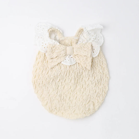 Moncheri Cool Ruffled Ribbon Top, Ivory