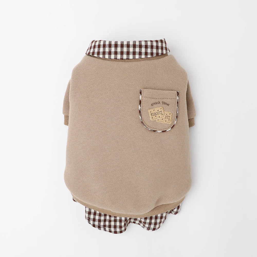 Moncheri Shirt Docking Biscuit Embroidery Top, Mocha