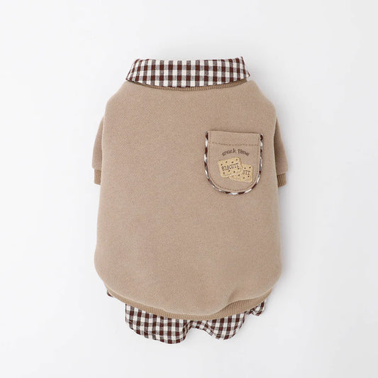 Moncheri Shirt Docking Biscuit Embroidery Top, Mocha