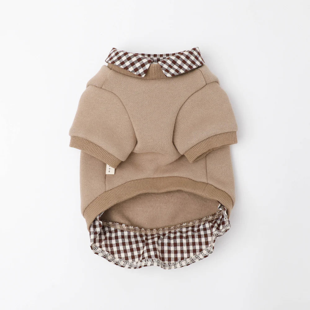 Moncheri Shirt Docking Biscuit Embroidery Top, Mocha