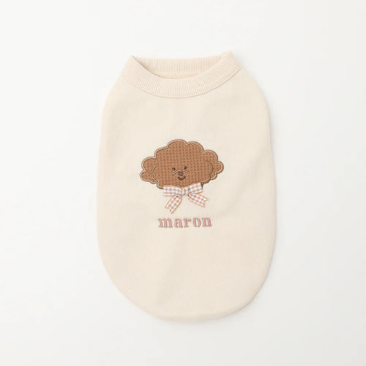 Moncheri Dog Appliqué Embroidered Tank Top, Brown Dog