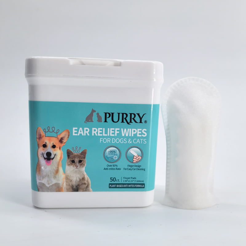Purry Ear Relief Wipes for Dogs & Cats, 50 wipes
