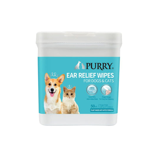 Purry Ear Relief Wipes for Dogs & Cats, 50 wipes