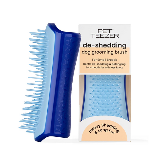 Tangle Teezer Small De-Shedding and Dog Grooming Brush, Navy and Sky Blue