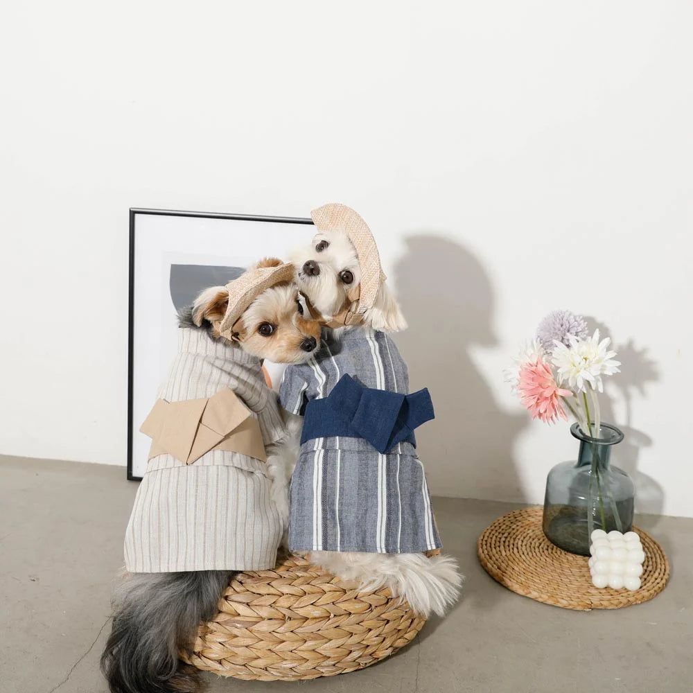 Moncheri Gingham Check Ribbon Boater Hat, Beige