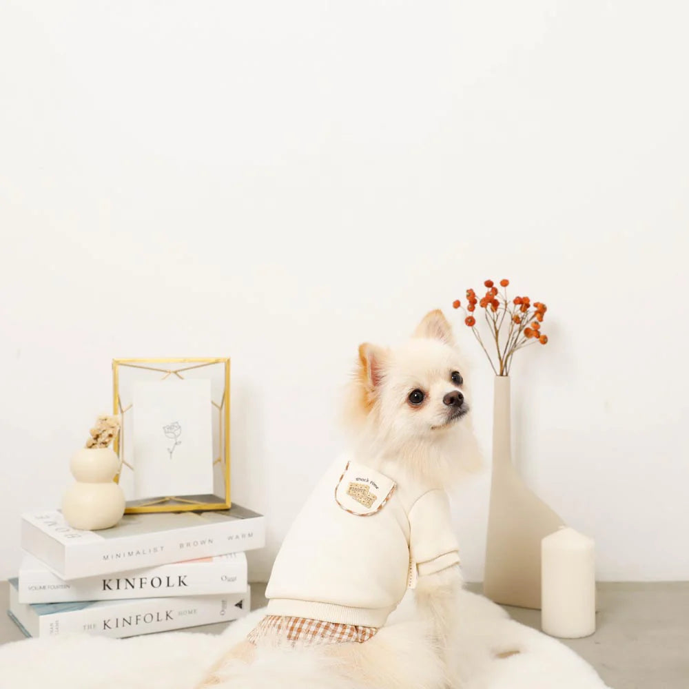 Moncheri Shirt Docking Biscuit Embroidery Top, Ivory