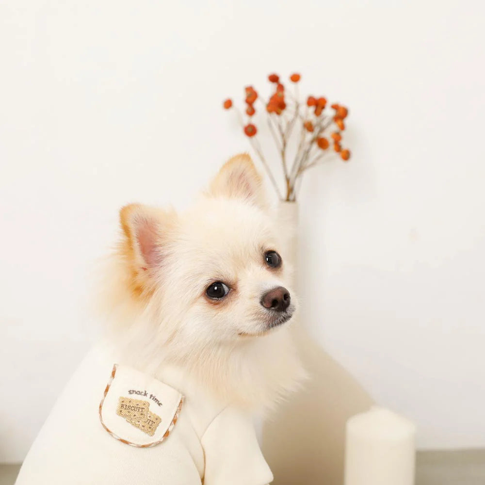 Moncheri Shirt Docking Biscuit Embroidery Top, Ivory