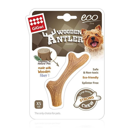 GiGwi Dog Chew Wooden Antler with Natural Wood and Synthetic Material