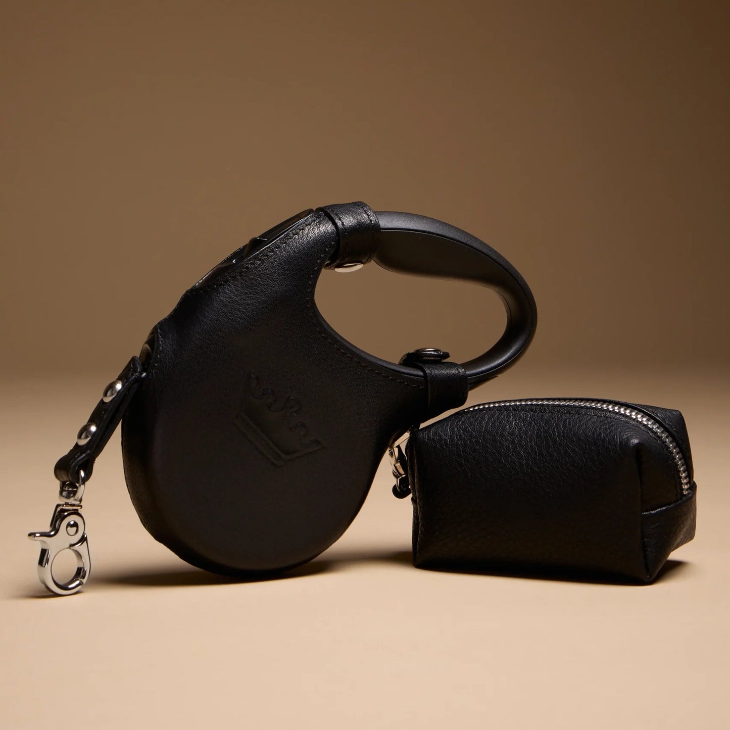 Maltipoo World Retractable Leash + Small Bag, Noir Silver