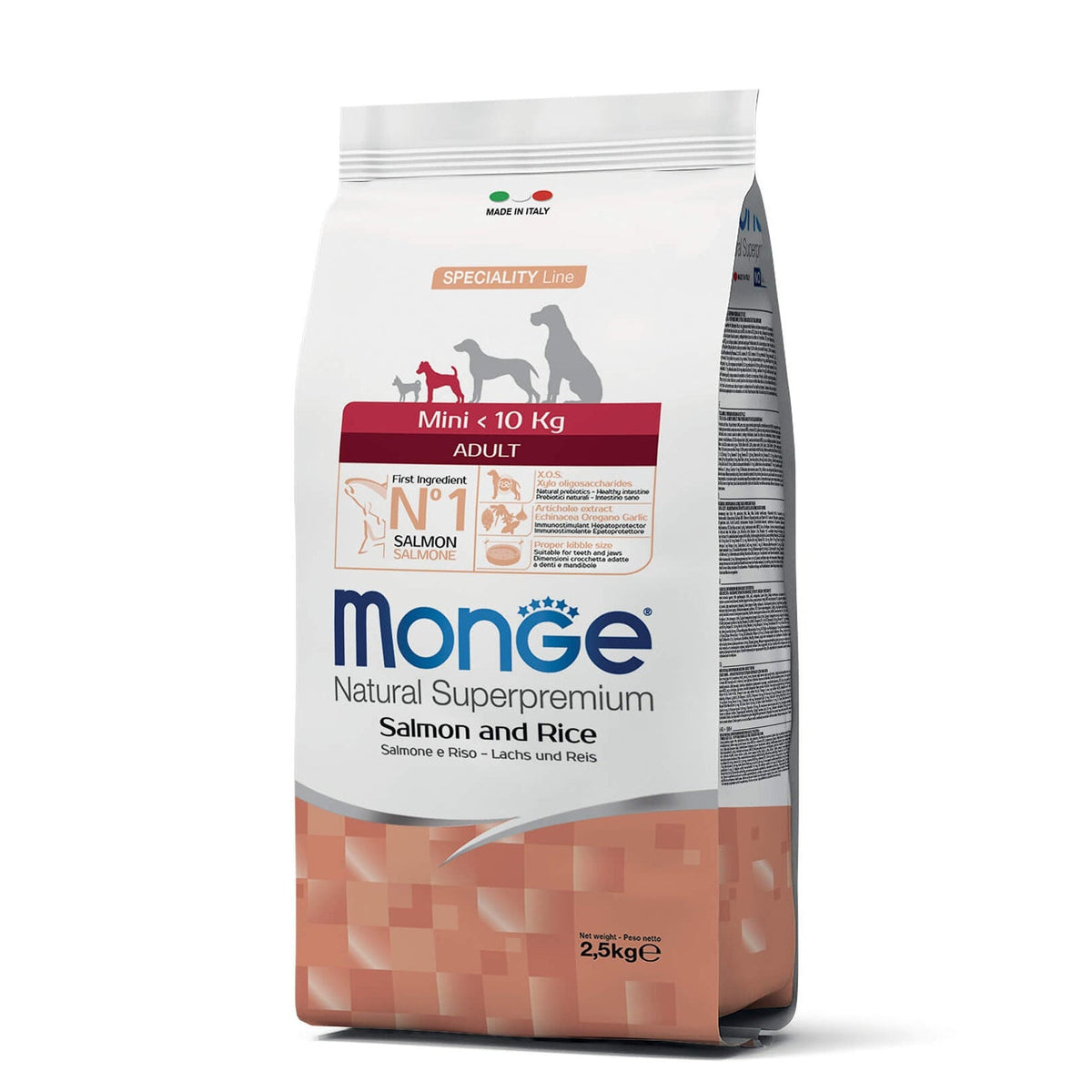 Monge Mini Adult Monoprotein Salmon with Rice and Potatoes, 2.5 kg