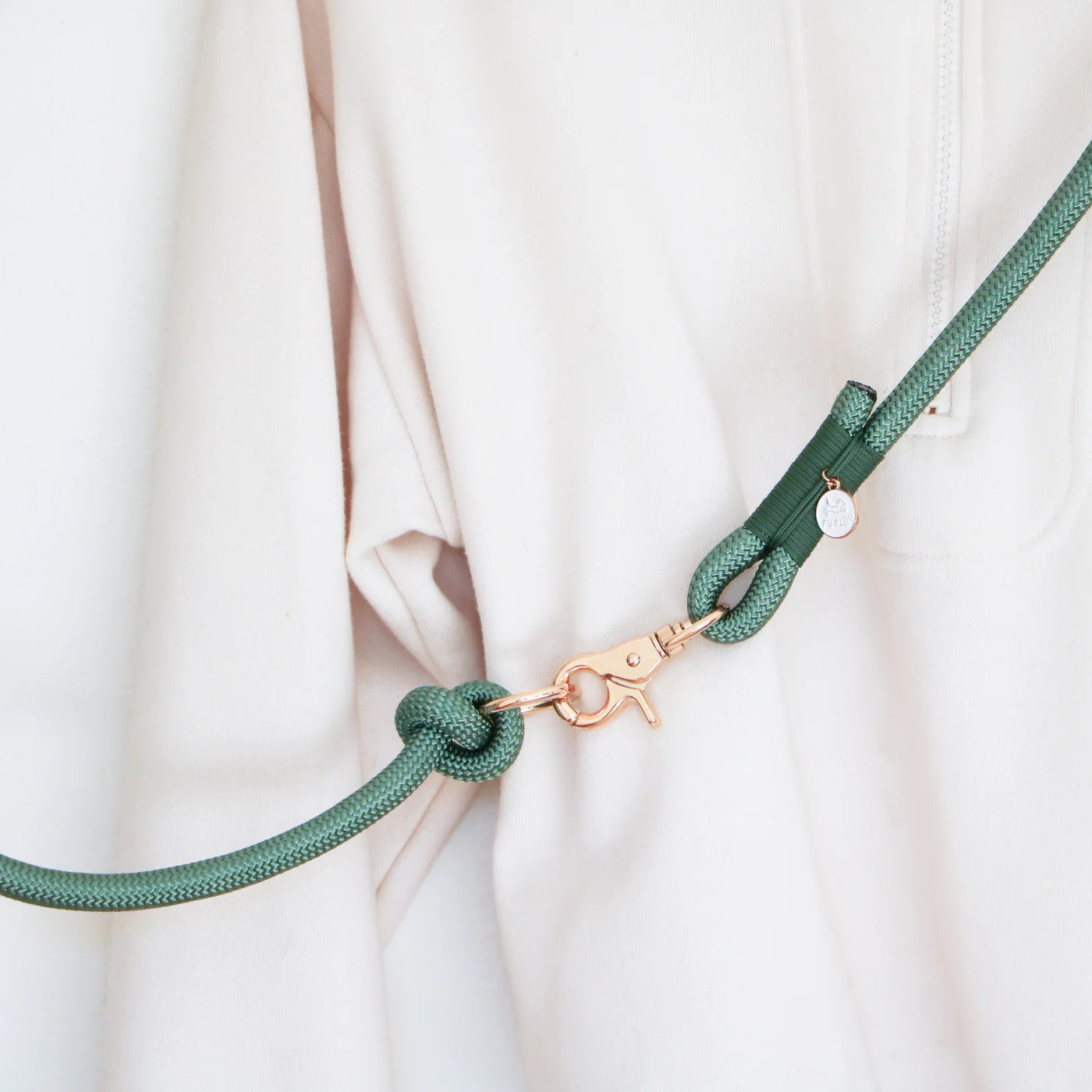 Furlou Hands Free Braided Leash, Sage